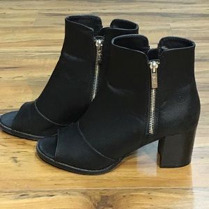 • Open Toe Faux Leather Ankle Boots